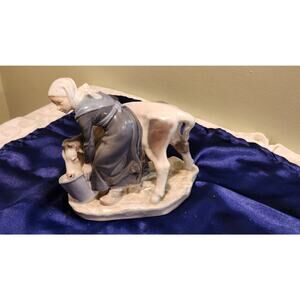 Vintage Royal Copenhagen Girl with Calf Porcelain figurine 779 Denmark Rare MINT